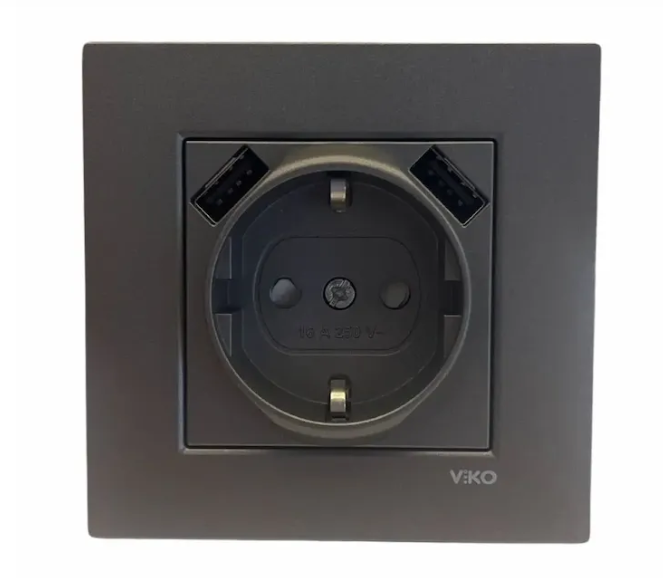 Viko Artline Novella 2 Usbli Topraklı Priz Komple 9300AA92