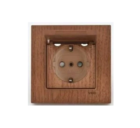 Viko Artline Novella Ceviz Kapaklı Topraklı Priz ÇERÇEVELİ