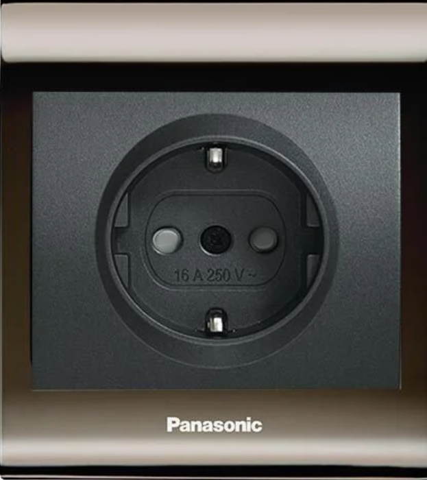 Viko Panasonic Thea Blu Topraklı Priz, Çerçeve Una+Füme, Kapak Füme