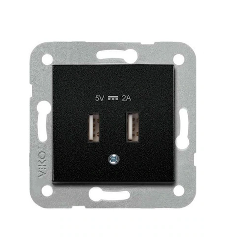 Viko Novella Siyah USB Şarj Prizi 5V 2A Çerçevesiz- 92605509