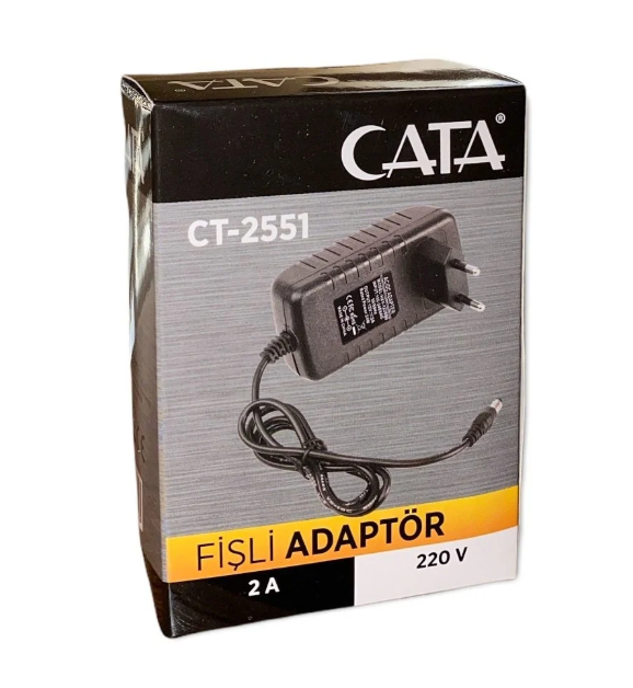 Cata 12V 2A Fişli Adaptör Plastik Kasa 24w IP44 5.5x2.5mm Jaklı CT-2551