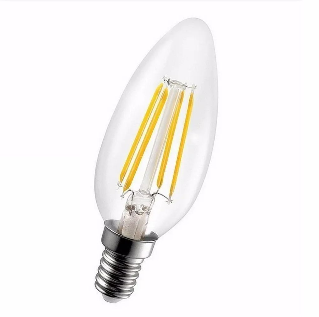 Noas 4W Rustik C-35 Buji Led Ampül Sarı Işık E-14 Duy Şeffaf Cam (3000K) YL92-1112
