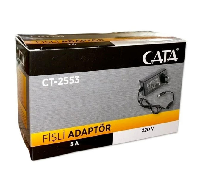 Cata 12V 5A Fişli Adaptör Plastik Kasa 42-60w IP44 5.5x2.5mm Jaklı CT-2553