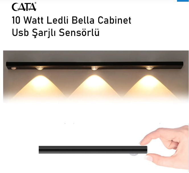 Cata Ct-2464 Şarjlı Led Işık Usb Şarjlı Kablosuz Mıknatıslı Led Lamba 3 Farklı Işık Rengi