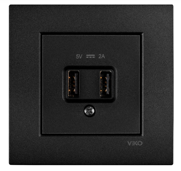 Viko Novella Siyah USB Şarj Prizi 5V 2A ÇERÇEVELİ - 92605509