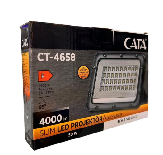 Cata 50w LED Projektör Beyaz Işık 6500k Platinium 4000 Lümen CT-4658