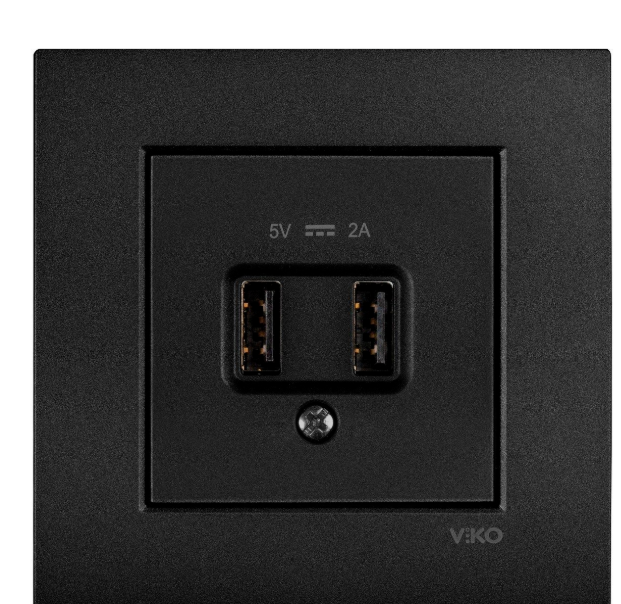 Viko Novella Siyah USB Şarj Prizi 5V 2A ÇERÇEVELİ - 92605509